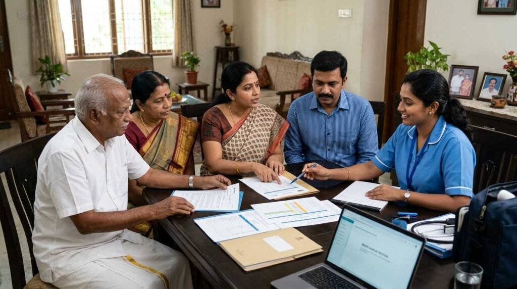 Questions about cost and agreements before hiring a home nurse, discussing service charges, payment terms, responsibilities, and home nursing care contracts with the family.