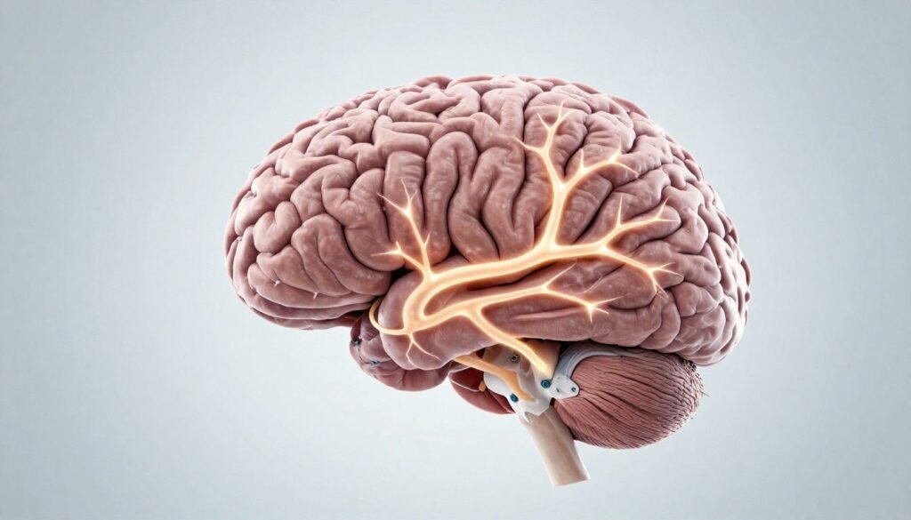 Brain affected by stroke showing neurological changes and recovery process after a stroke.
